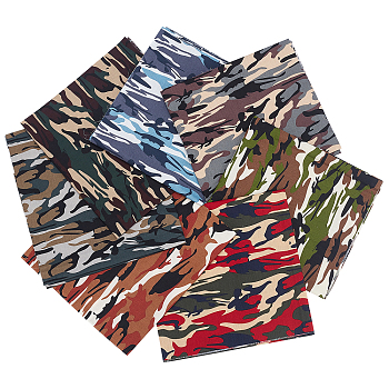 Camouflage Pattern Cotton Fabric, for Patchwork, Sewing Tissue to Patchwork, Square, Mixed Color, 480x480x0.2mm, 7pcs/bag