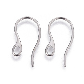 304 Stainless Steel Earring Hooks, with Horizontal Loop, Stainless Steel Color, 22x12x1mm, Hole: 3.5x2mm, 18 Gauge, Pin: 1mm