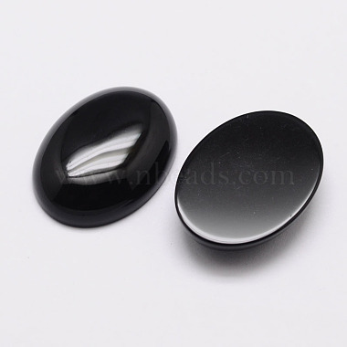 Oval natürliche schwarze Achat Cabochon(G-K020-20x15mm-01)-2