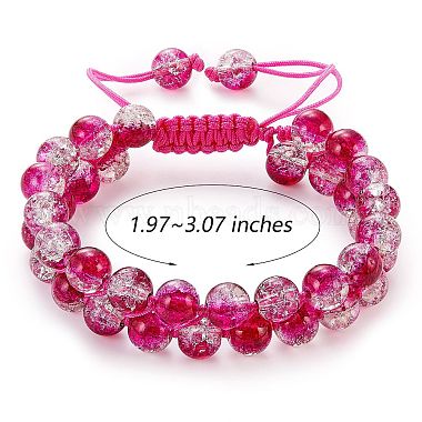 bracelet de perles tressées en verre rond étincelant(BJEW-SW00082-04)-2