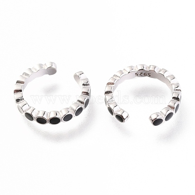 Rhodium Plated 925 Sterling Silver Cuff Earrings(EJEW-H124-01P)-2