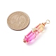 Ensemble de pendentifs en perles à double extrémité en verre bicolore de style 2pcs 2(PALLOY-JF02538-04)-2