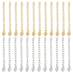 40Pcs 2 Colors Rack Plating Brass Curb Chain Extender, End Chains with Heart Drop, Mixed Color, 59mm, 20pcs/color(KK-DC0004-27)
