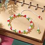 Christmas Handmade Glass Seed & Glass Braided Bead Bracelet, Adjustable Braided Nylon Cord Bracelet for Women, Flower, Colorful, Inner Diameter: 2~3-1/4 inch(5.2~8.2cm)(BJEW-MZ00249-02)