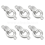 6Pcs Brass Micro Pave Clear Cubic Zirconia Fold Over Clasps, Platinum, 20mm, Clasp: 11.5x4x5mm, Hole: 1.4mm, Ring: 12x9.5x1.5mm, Hole: 1.4mm(KK-BC0015-10P)