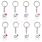 10Pcs Resin Keychain, with Iron Rings, Mixed Color, 91mm(KEYC-YW00211)