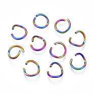 Ion Plating(IP) Rainbow Color 304 Stainless Steel Open Jump Rings, Round Ring, 8x1mm, 18 Gauge, Inner Diameter: 6mm(X-STAS-N098-062A-01)