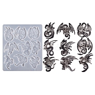 DIY Dragon Pendant Silicone Molds, Resin Casting Molds, White, 230x200x7mm, Inner Diameter: 43~72x55~73mm(DIY-G091-01A)