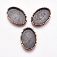 Tibetan Style Alloy Cabochon Settings, Oval, Red Copper, Cadmium Free & Lead Free, 24x17x4mm, Hole: 1mm(X-EA13631Y-R)