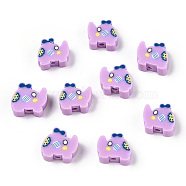 Handmade Polymer Clay Beads, Elephant, Lilac, 9x11x4mm, Hole: 1.6mm(CLAY-C001-16D)