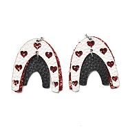 PU Leather Big Pendants, with Iron Ring, Valentine's Day Collection, Arch, 40x36.5x3mm, Hole: 5mm(FIND-R050-03N)