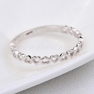 Alloy Finger Rings, Hollow Heart, Platinum, US Size 8(18.1mm)(PW-WG37491-02)