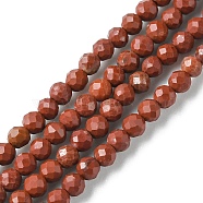 Natural Red Jasper Beads Strands, Faceted, Round, 2mm, Hole: 0.6mm, about 175pcs/strand, 15.35 inch(39cm)(G-F748-H01-01)