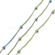 Vacuum Plating 304 Stainless Steel Snake Chains, Satellite Chains, with Spool, Soldered, Rainbow Color, 1.5mm, about 32.81 Feet(10m)/Roll(CHS-P014-02MC)