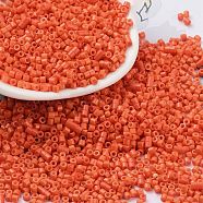 Baking Paint Glass Seed Beads, Cylinder, Tomato, 2x1.5mm, Hole: 1mm, about 5599pcs/50g(X-SEED-S042-05B-84)