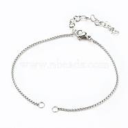 304 Stainless Steel Box Chains/Venice Chains Bracelets Making, with Lobster Claw Clasps and Extension Chain, Stainless Steel Color, 7-1/8 inch(18cm)(AJEW-JB00783-01)