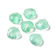 Transparent Spray Painted Glass Beads, Bear Claw Print, Aquamarine, 14x14x7mm, Hole: 1mm(GLAA-I050-12D)