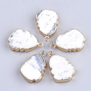 Electroplate Natural Marble Pendants, with Iron Findings, Golden, 28~29x19~20x5~6mm, Hole: 1.6mm(G-S344-19D)