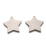 304 Stainless Steel Pendants, Stamping Blank Tag, Laser Cut, Double Side Drawbench Effect, Star, Stainless Steel Color, 28x28x1mm, Hole: 1.8mm(STAS-O133-03C-P)