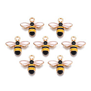 Light Gold Plated Alloy Enamel Pendants, Bees, Colorful, 12x15x4mm, Hole: 1.6mm(X-ENAM-R136-49)