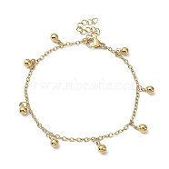 Ion Plating(IP) 304 Stainless Steel Round Ball Charm Bracelets for Women, Golden, 6-3/4 inch(17.2cm)(BJEW-D023-04G)