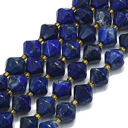 Natural Lapis Lazuli Beads Strand, Faceted, Bicone, 10~10.5x10~10.5mm, Hole: 1mm, about 30~32pcs/strand, 15.16~15.35''(38.5~39cm)(G-I376-C04-01)