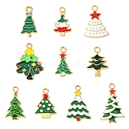 20Pcs 10 Styles Christmas Alloy Enamel Pendants, Christmas Tree, Mixed Color, 20~25x11.5~16x1.5~2mm, Hole: 1.8~2mm, 2pcs/style(FIND-FS0002-64)