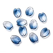 Transparent Glass Pendants,  Sakura Petaline, Royal Blue, 16x12x3.5mm, Hole: 0.9mm(GLAA-B003-03E)