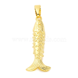 Rack Plating Brass Micro Pave Cubic Zirconia Pendants, Fish, Real 18K Gold Plated, 36x15x6mm, Hole: 4.5x8mm(KK-M021-05G)