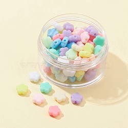 120Pcs Opaque Acrylic Beads, Flower Beads, Mixed Color, 9x9.5x4mm, Hole: 2mm(SACR-FS0001-16)