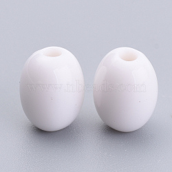 Opaque Acrylic Beads, Oval, White, 8.5x6mm, Hole: 1.5mm, about 280pcs/50g(X-SACR-S300-08A-01)