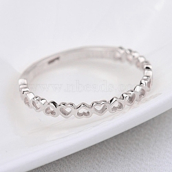 Alloy Finger Rings, Hollow Heart, Platinum, US Size 8(18.1mm)(PW-WG37491-02)