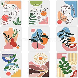 Plastic Reusable Drawing Painting Stencils Templates Sets, for Painting on Fabric Canvas Tiles Floor Furniture Wood, Leaf Pattern, 29.7x21cm, 9pcs/set(DIY-WH0172-838)