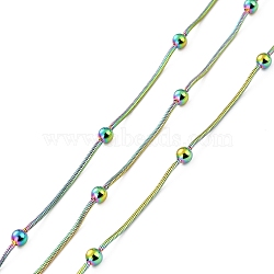 Vacuum Plating 304 Stainless Steel Snake Chains, Satellite Chains, with Spool, Soldered, Rainbow Color, 1.5mm, about 32.81 Feet(10m)/Roll(CHS-P014-02MC)