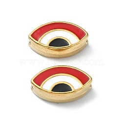 Ion Plating(IP) 304 Stainless Steel Enamel Beads, Real 18K Gold Plated, Evil Eye, FireBrick, 8x13.5x4.5mm, Hole: 1.4mm(STAS-Q318-12B)