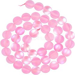 Nbeads 2 Strands Synthetic Labradorite Frosted Beads Strand, Round, Deep Pink, 8mm, Hole: 1mm, about 47pcs/strand, 14.76 inch(37.5cm), 2strands/box(G-NB0002-20)