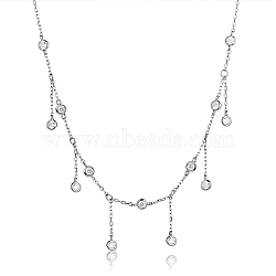Rhodium Plated Sterling Silver with Clear Cubic Zirconia Pendant Necklaces, Platinum, 12.20 inch(31cm)(ZO0404-1)