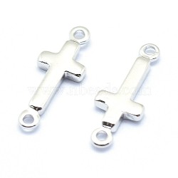 Brass Links connectors, Lead Free & Cadmium Free & Nickel Free, Sideways Cross, Real Platinum Plated, 13.5x5x1.5mm, Hole: 0.8mm(X-KK-P155-70P-NR)