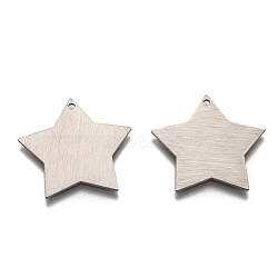 Tarnish Resistant 304 Stainless Steel Pendants, Stamping Blank Tag, Laser Cut, Double Side Drawbench Effect, Star, Stainless Steel Color, 28x28x1mm, Hole: 1.8mm(STAS-O133-03C-P)