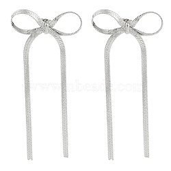 Non-Tarnish 304 Stainless Steel Stud Earrings, Bowknot, Stainless Steel Color, 85x39mm(EJEW-H007-03P)