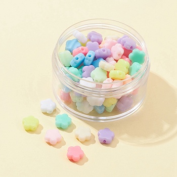 120Pcs Opaque Acrylic Beads, Flower Beads, Mixed Color, 9x9.5x4mm, Hole: 2mm