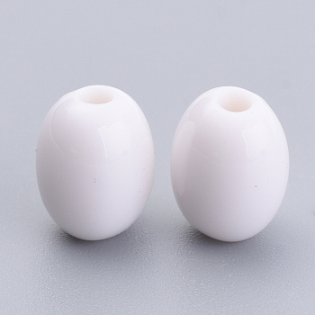 Opaque Acrylic Beads, Oval, White, 8.5x6mm, Hole: 1.5mm, about 280pcs/50g
