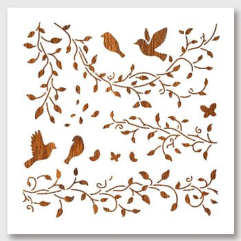 PET Hollow Out Drawing Painting Stencils, for DIY Scrapbook, Photo Album, Plants Pattern, 300x300mm