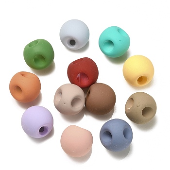Rubberized Acrylic Beads, Round, Top Drilled, Mixed Color, 18x18x18mm, Hole: 3mm
