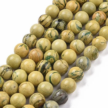 Natural Verdite Stone Beads Strands, Round, 12mm, Hole: 1mm, about 34pcs/strand, 15.35 inch(39cm)