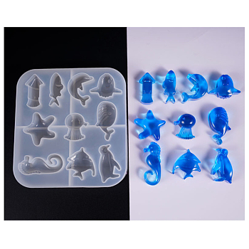 Silicone Molds, Resin Casting Molds, For UV Resin, Epoxy Resin Jewelry Making, Ocean Style, White, 13.8x15x1.9cm