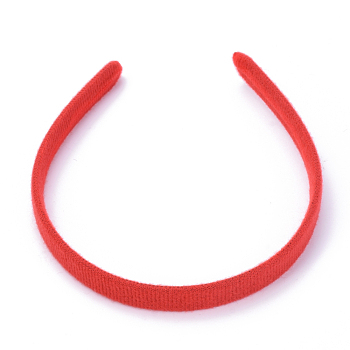 Hair Accessories Plain Plastic Hair Band Findings, No Teeth, with Velvet, Red, 122mm, 13mm