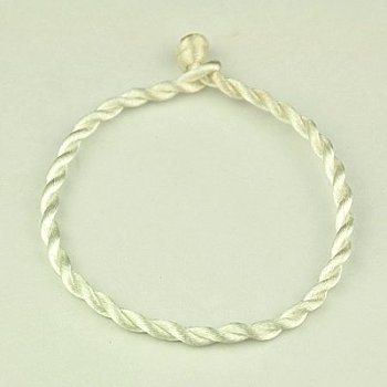 Nylon Rattail Satin Cord Bracelet Making, White, 190x3mm
