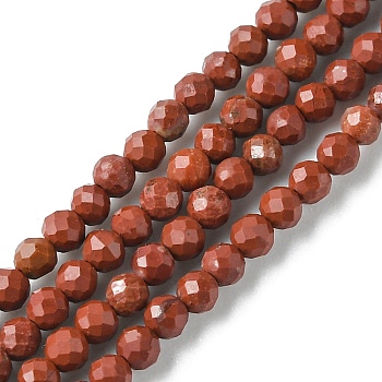 Natural Red Jasper Beads Strands, Faceted, Round, 2mm, Hole: 0.6mm, about 175pcs/strand, 15.35 inch(39cm)