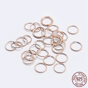 925 Sterling Silver Open Jump Rings, Round Rings, Rose Gold, 24 Gauge, 3x0.5mm, Inner Diameter: 2mm, about 550~590pcs/10g
